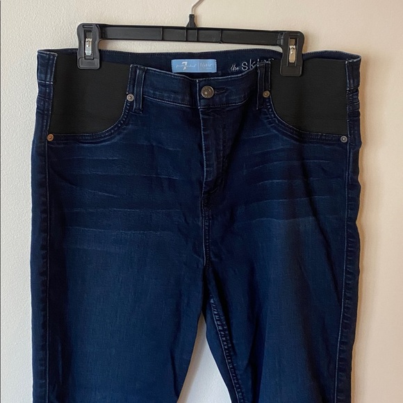 7 For All Mankind Maternity Jeans The Skinny Dark Wash High Waisted Jeans 32 - Picture 3 of 11